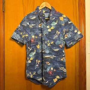 NWT sz S Reyn Spooner NOAA 50th Anniversary Tailored Fish Print Button Down